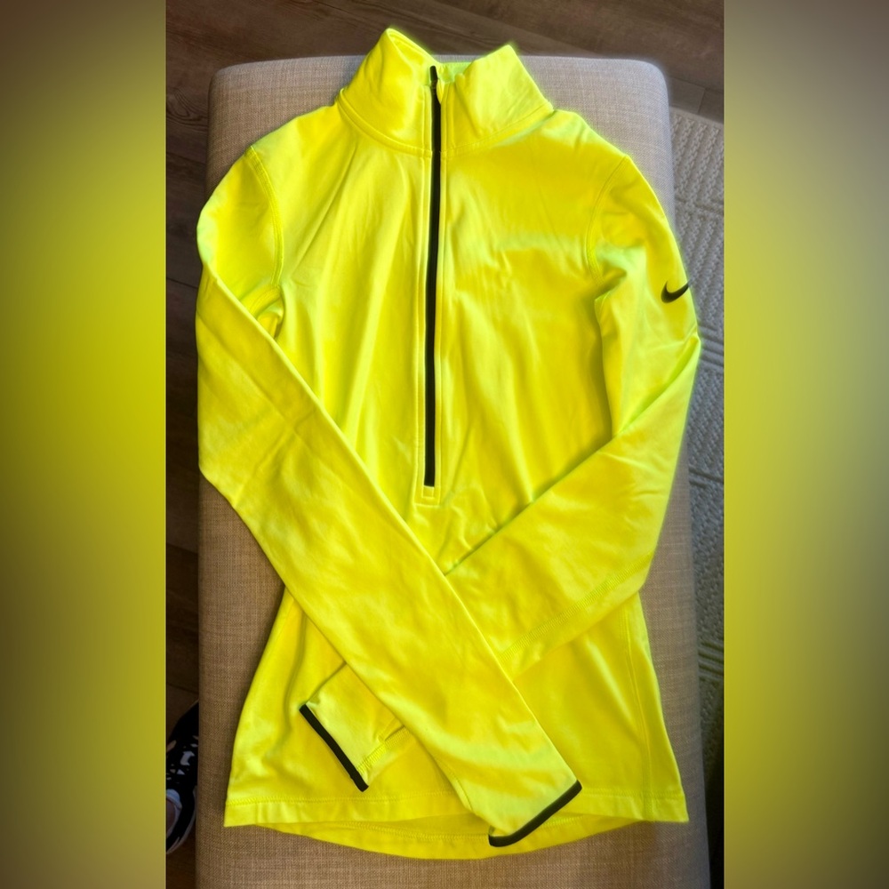 Nike Neon Lime Yellow Quarter-Zip Training Top